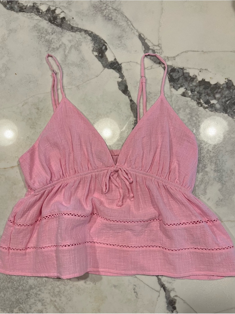 wild fable Pink Eyelet Tie-Front Tank Top